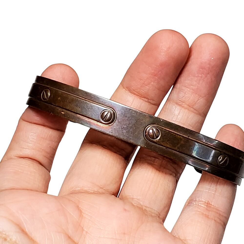 Avon Copper Cuff Steam Punk Signed 3"